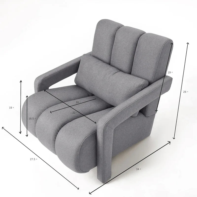 Dark Grey Modern 27.5 Upholstered Accent Chair with Pillow and High-Density Foam for Living Room