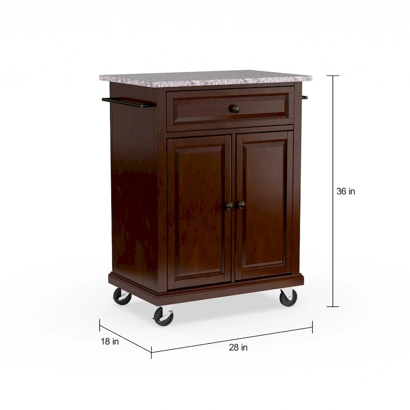 Crosley Compact Vintage Mahogany Finish Solid Granite Top Kitchen Cart and Island - 31W x 18D x 35.5H