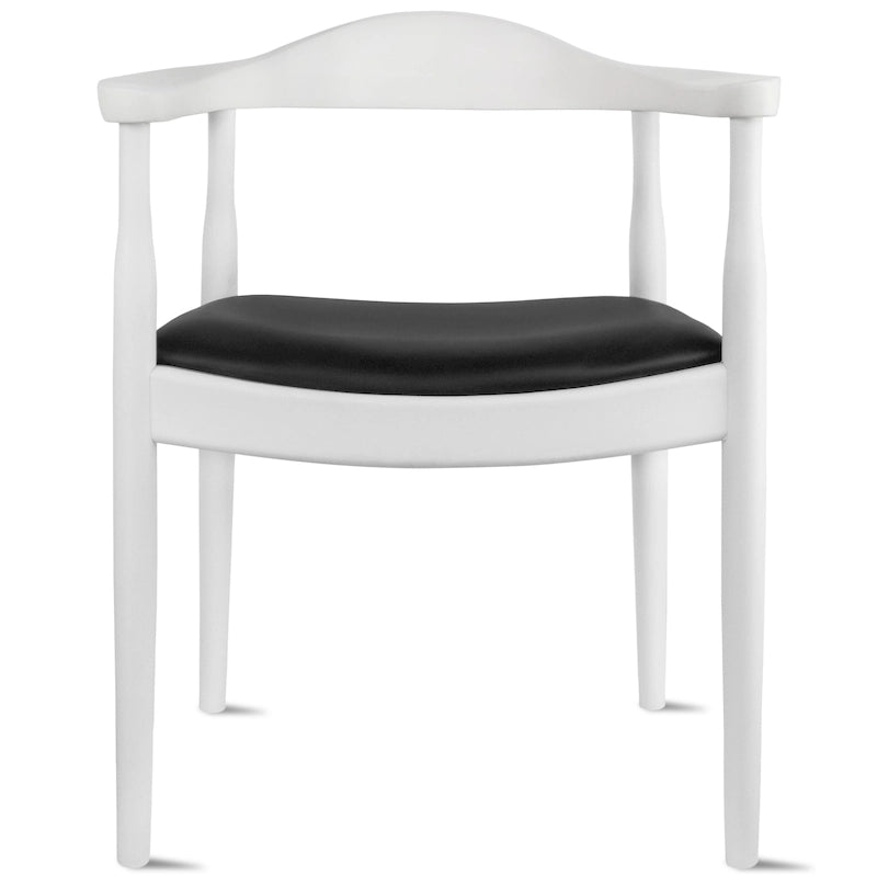Solid Wood Elbow Kennedy Chairs Oak and Faux Leather Dining Armchair For Kitchen Bedroom Office