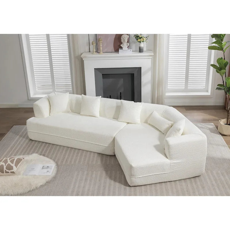 Boucle Modular Sleeper Sectional Sofa with Free Combination