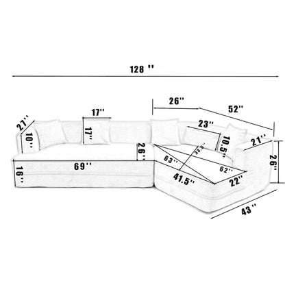 Boucle Modular Sleeper Sectional Sofa with Free Combination