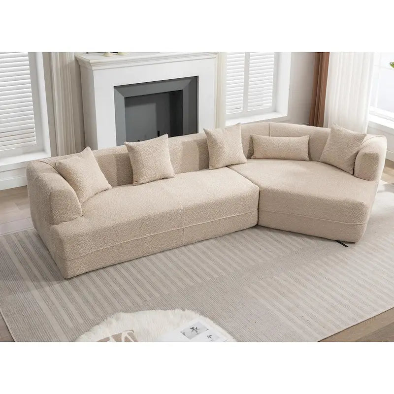 Boucle Modular Sleeper Sectional Sofa with Free Combination