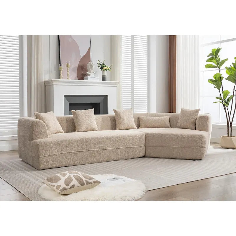 Boucle Modular Sleeper Sectional Sofa with Free Combination