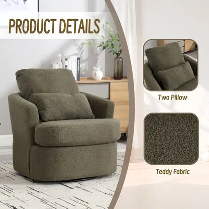 Swivel Barrel Chair, Round Accent Sofa Chair Barrel Club Chair