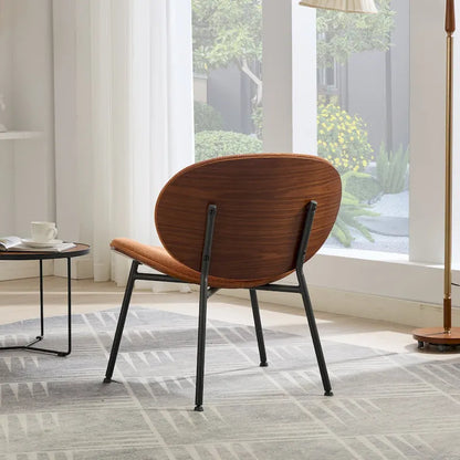 Mid-Century Modern Shell Chair Single Side Chair Tripod,Orange fabric Lounge Chair in Walnut Finish Comfortable Backrest