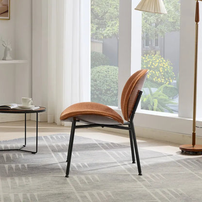Mid-Century Modern Shell Chair Single Side Chair Tripod,Orange fabric Lounge Chair in Walnut Finish Comfortable Backrest