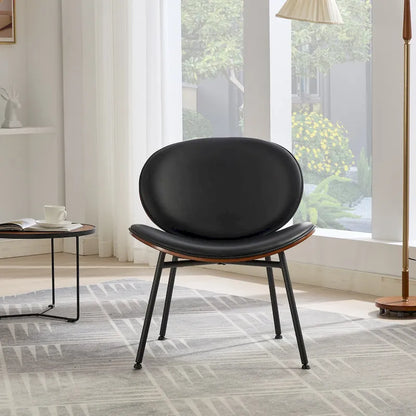 Mid-Century Modern Shell Chair Single Side Chair Tripod,Orange fabric Lounge Chair in Walnut Finish Comfortable Backrest