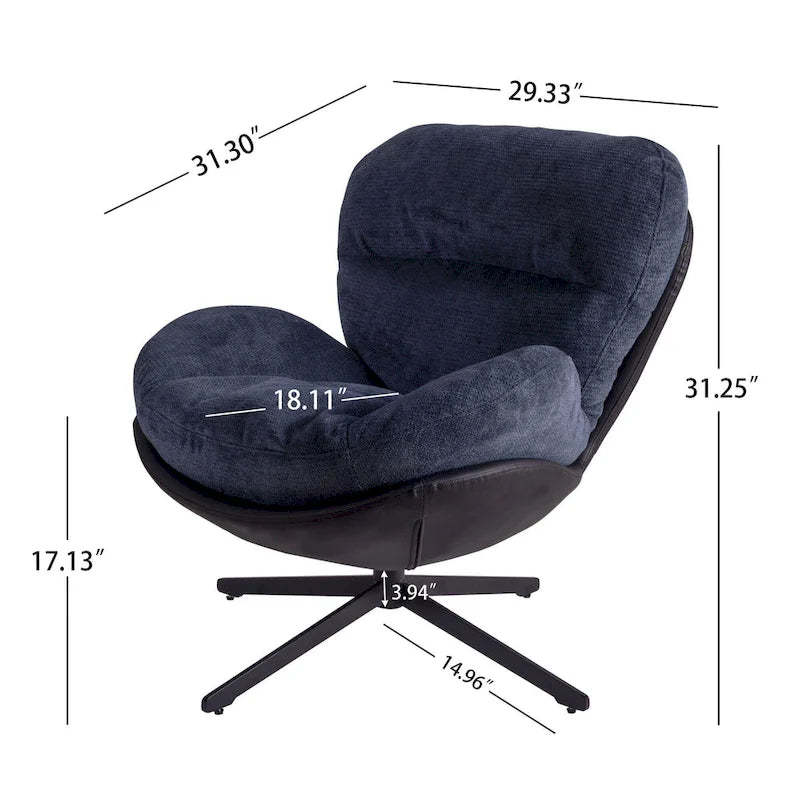 Swivel Accent Chair,Lounge Chair with Metal Base Frame,Comfy Single Leisure Sofa Chair Reading Chair with 360 Degree Swiveling