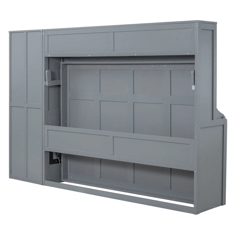 Queen Size Murphy Bed Wall Bed with Closet and Drawers