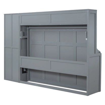 Queen Size Murphy Bed Wall Bed with Closet and Drawers
