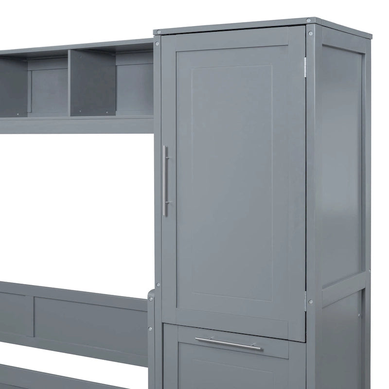 Queen Size Murphy Bed Wall Bed with Closet and Drawers