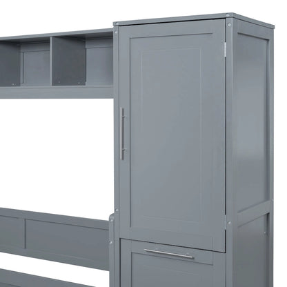 Queen Size Murphy Bed Wall Bed with Closet and Drawers