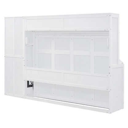 Queen Size Murphy Bed Wall Bed with Closet and Drawers