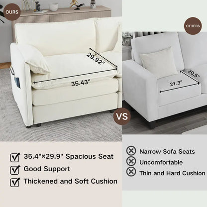 109.45 Chenille Upholstered U-Shaped Modular Sectional Sofa with Double-Layer Cushions, DIY Combination