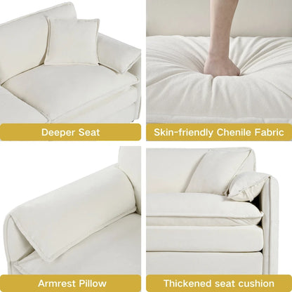 109.45 Chenille Upholstered U-Shaped Modular Sectional Sofa with Double-Layer Cushions, DIY Combination