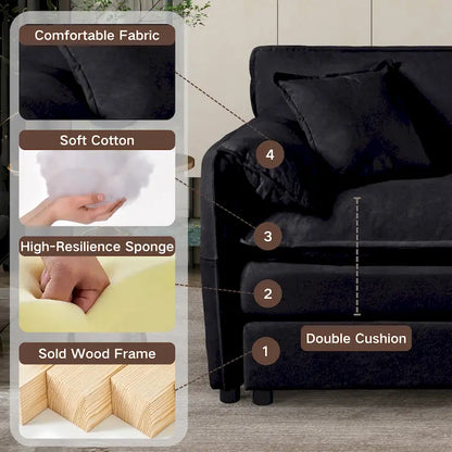 109.45 Chenille Upholstered U-Shaped Modular Sectional Sofa with Double-Layer Cushions, DIY Combination