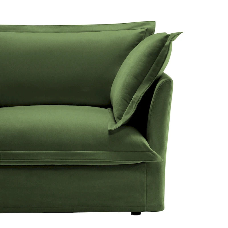 120 U-Shaped Chenille Sectional Sofa with 3-Seater and French Edge Pillows & Cloud Cushions