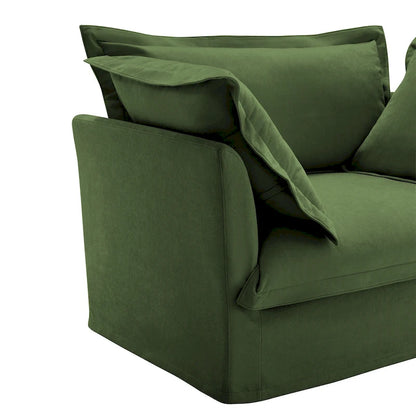120 U-Shaped Chenille Sectional Sofa with 3-Seater and French Edge Pillows & Cloud Cushions