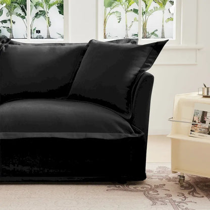 120 U-Shaped Chenille Sectional Sofa with 3-Seater and French Edge Pillows & Cloud Cushions