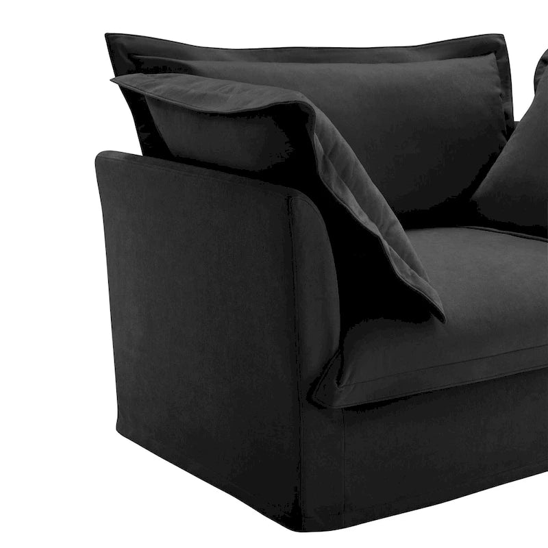 120 U-Shaped Chenille Sectional Sofa with 3-Seater and French Edge Pillows & Cloud Cushions