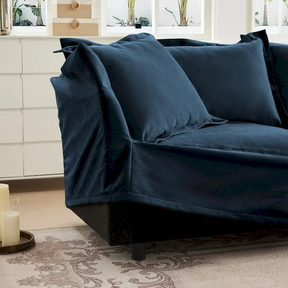 120 U-Shaped Chenille Sectional Sofa with 3-Seater and French Edge Pillows & Cloud Cushions