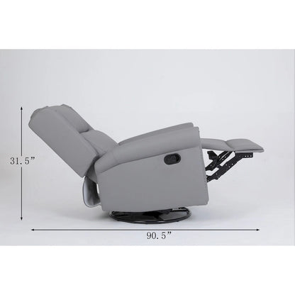 Manual Recliner Chair Fabric Swivel Armchair High Back Lounge Seating with Footrest, Adjustable Backrest and Nailhead Trim