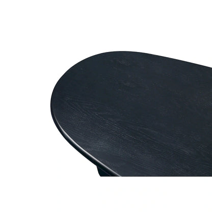 Modern Coffee Table Oval Coffee Table with 2 Vertical Thick Feet Rounded Edges, for Living Rooms Antique Black
