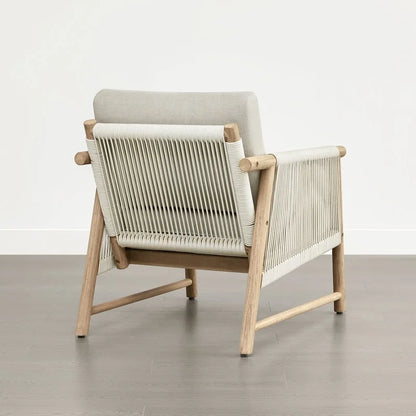 Lynn Modern Armchair with Handwoven Rope&Wood Frame