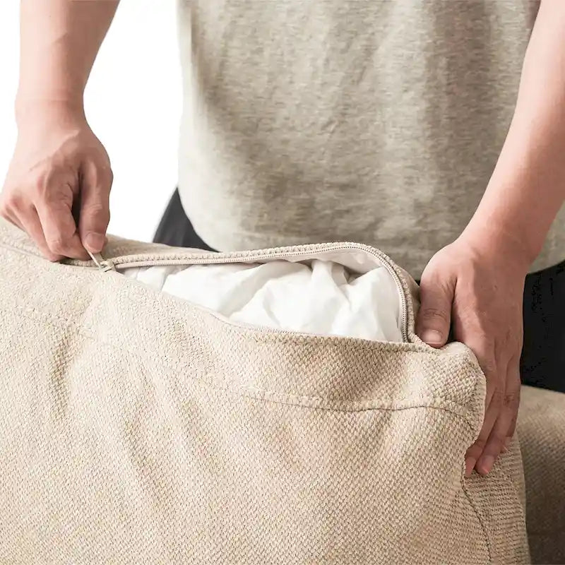 Oversized Modular Sofa with Pillows, Linen Blend Fabric Minimalist Deep Seat Sofa Couches for Living Room, Khaki