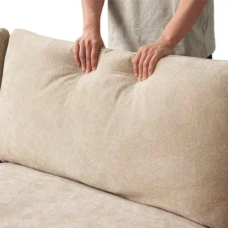 Oversized Modular Sofa with Pillows, Linen Blend Fabric Minimalist Deep Seat Sofa Couches for Living Room, Khaki