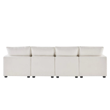 U Shape Modular Sofa, 6 Seat Chenille Deep Seat Sectional Couch