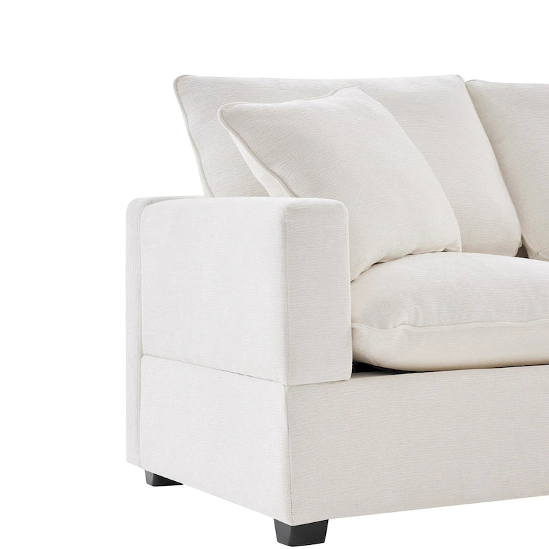 U Shape Modular Sofa, 6 Seat Chenille Deep Seat Sectional Couch