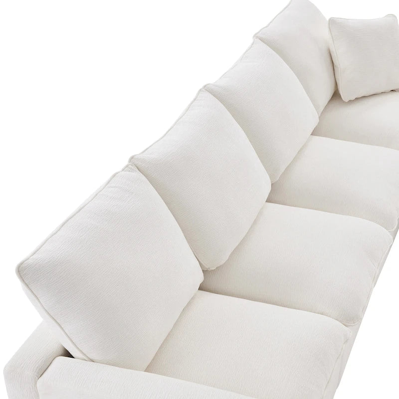 U Shape Modular Sofa, 6 Seat Chenille Deep Seat Sectional Couch