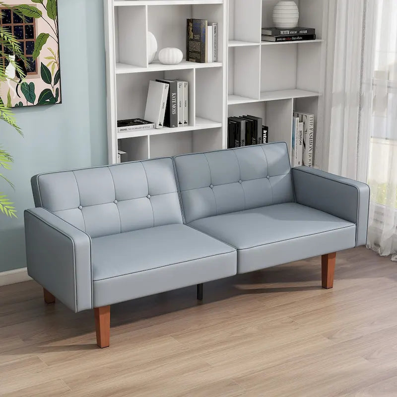 68 in. Twin Size Convertible Sofa Bed Couch w/ Tufted Adjustable Backrest, 5 Colors Optional - 22.44D x 68.11W x 28.74H