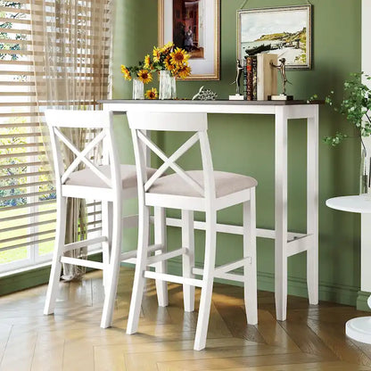 3-Piece Farmhouse Dining Set with Rectangular Table & 2 Chairs