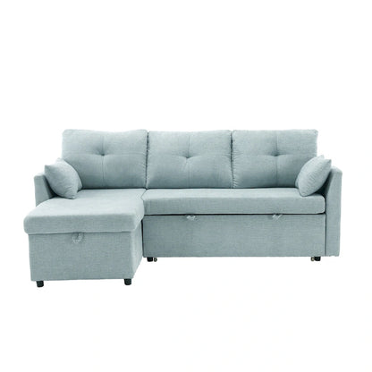 Green 81.1 L-Shaped 3 Seater Sectional Sofa with Reversible Chaise Lounge, Storage Seats, Durable Solid Wood Frame