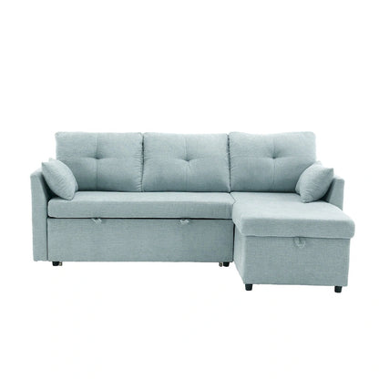 Green 81.1 L-Shaped 3 Seater Sectional Sofa with Reversible Chaise Lounge, Storage Seats, Durable Solid Wood Frame