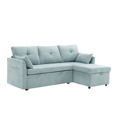 Green 81.1 L-Shaped 3 Seater Sectional Sofa with Reversible Chaise Lounge, Storage Seats, Durable Solid Wood Frame