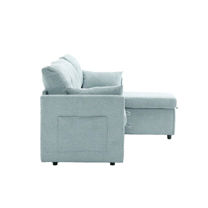 Green 81.1 L-Shaped 3 Seater Sectional Sofa with Reversible Chaise Lounge, Storage Seats, Durable Solid Wood Frame
