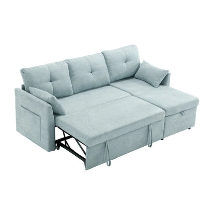 Green 81.1 L-Shaped 3 Seater Sectional Sofa with Reversible Chaise Lounge, Storage Seats, Durable Solid Wood Frame