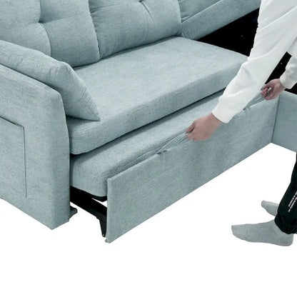 Green 81.1 L-Shaped 3 Seater Sectional Sofa with Reversible Chaise Lounge, Storage Seats, Durable Solid Wood Frame