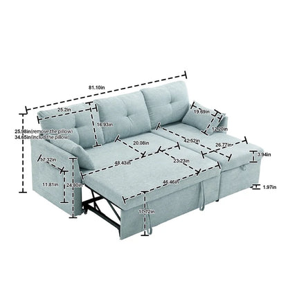 Green 81.1 L-Shaped 3 Seater Sectional Sofa with Reversible Chaise Lounge, Storage Seats, Durable Solid Wood Frame
