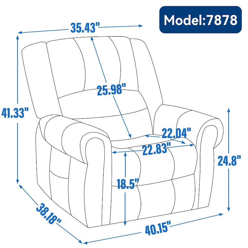 Brown Genuine Leather Power Lift Recliner with Heat, Massage, and USB Ports