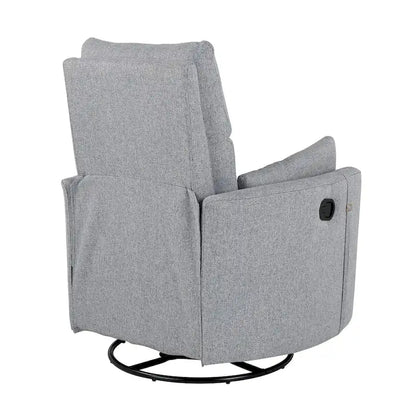 Beige Upholstered Swivel Rocker Recliner with Manual Recline, 360 Swivel, and Two Removable Cushions