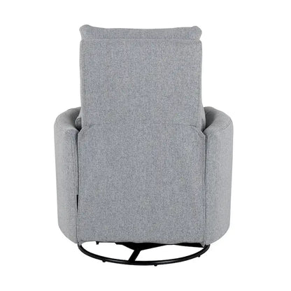 Beige Upholstered Swivel Rocker Recliner with Manual Recline, 360 Swivel, and Two Removable Cushions