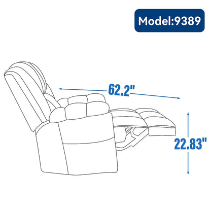 Green Oversized Fabric Recliner with 360 Swivel, Rocking Function, and Manual Controls for Maximum Comfort