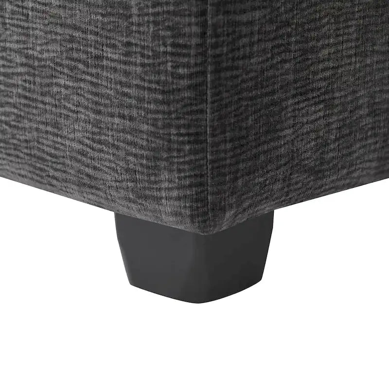 Black 110 Modular Chenille 7-Seat Corner Sectional Sofa Set with 2 Pillows and Ottoman for Living Room or Apartment