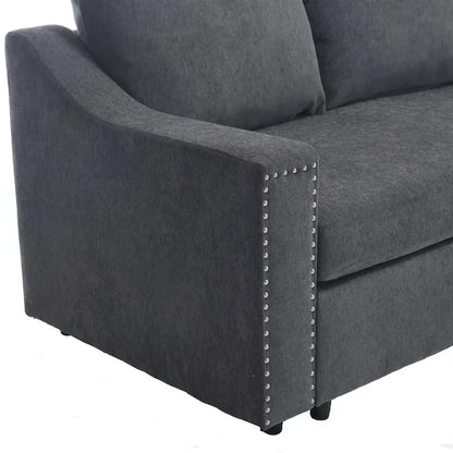 81.5 L-Shaped 5-Seat Sectional Sofa with Pull-Out Bed and 6 Cushions, Multifunctional Corner Couch for Living Area