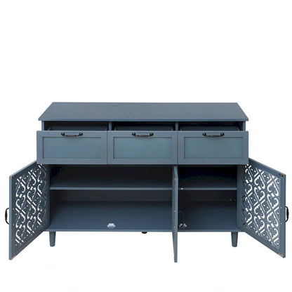 Retro Style 47.24 Horizontal Dresser with 3 Drawer and 3 Door, Carved Panel for Bedroom, Living Room