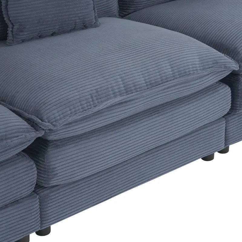 6-Piece 149.6 Corduroy Upholstered U-Shaped Modular Sectional Sofa with Side Storage Pockets